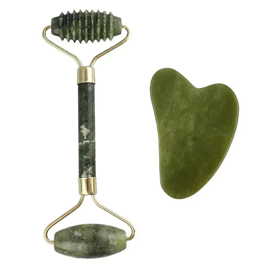 2-in-1 Jade Roller & Gua Sha – Face Slimming & Sculpting Beauty Tool Set